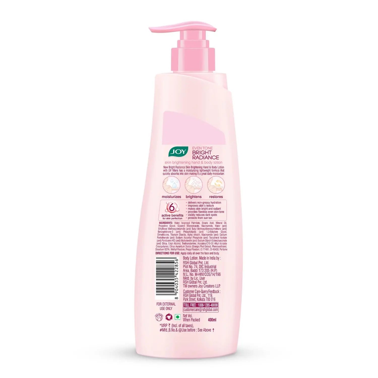 Joy Even Tone Bright Radiance Sunscreen Body Lotion, 400ml - Cosmacie